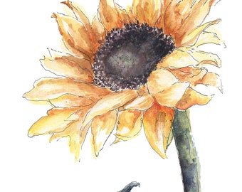 Watercolor Sunflower Print