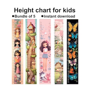 Baby girl growth chart, girls height chart pink colors, Kids height ruler, Height ruler, Custom girls height chart, girls room decor pink