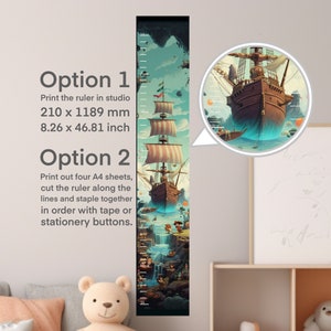 Printable wall height chart for kids, children’s measure chart gift, height tracker for kids
