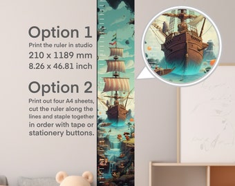 Piratenschiff Messlatte, Messlatte für das Wachstum der Kinder (Digitaler Download)