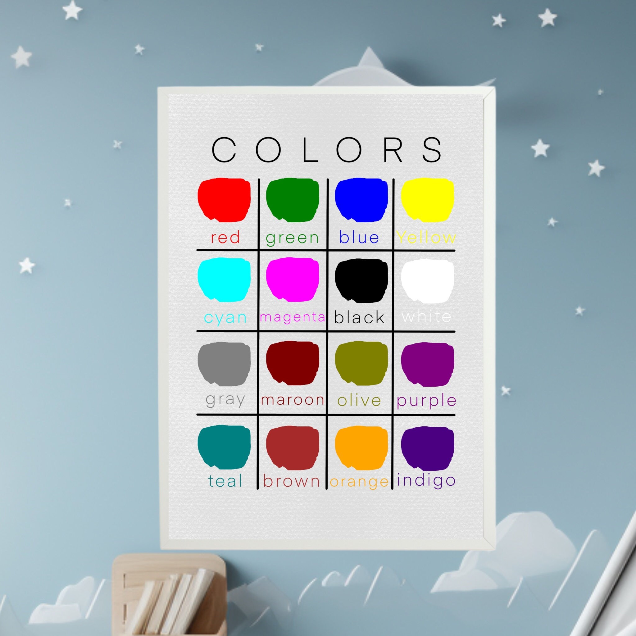 Printable Colors Poster for the Wall, Print A4, A5 Size. Classroom ...
