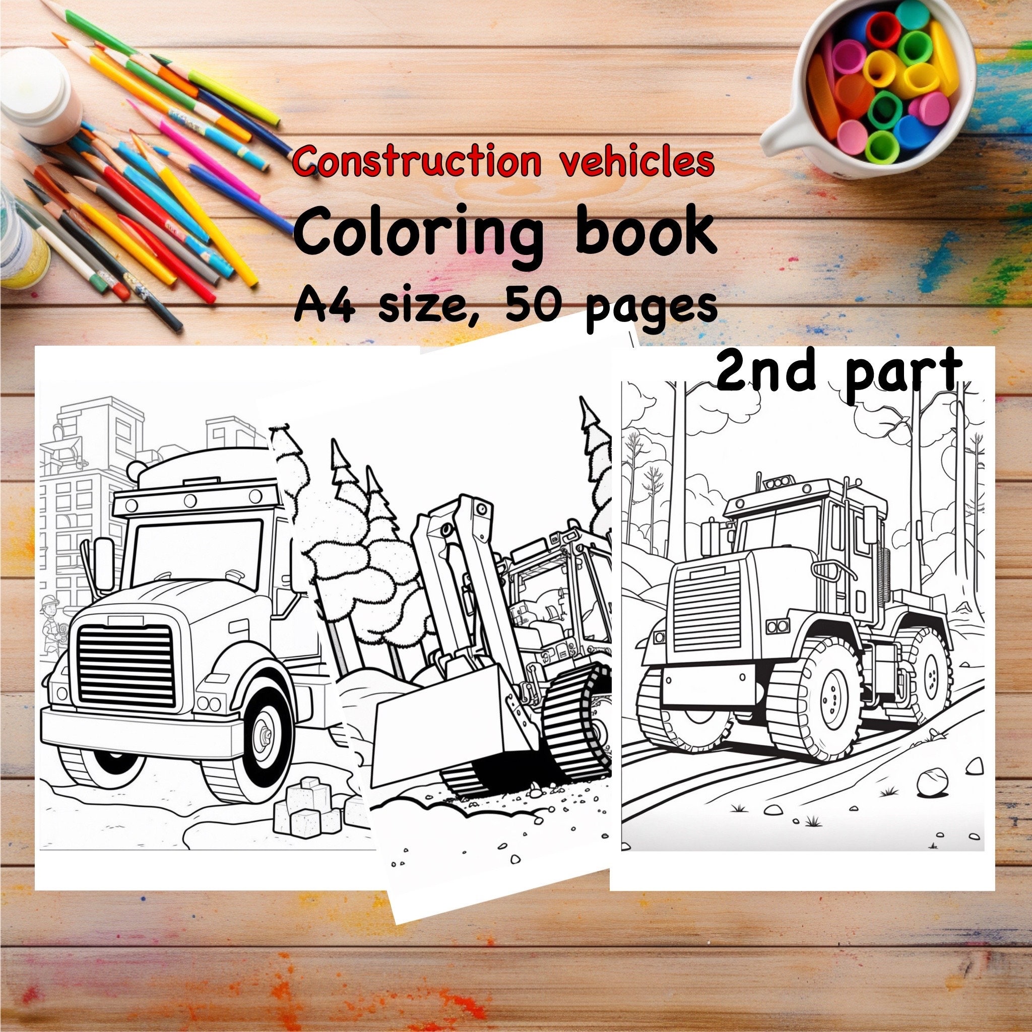Finger Painting Book: For Kids  Cars, Construction Vehicles and