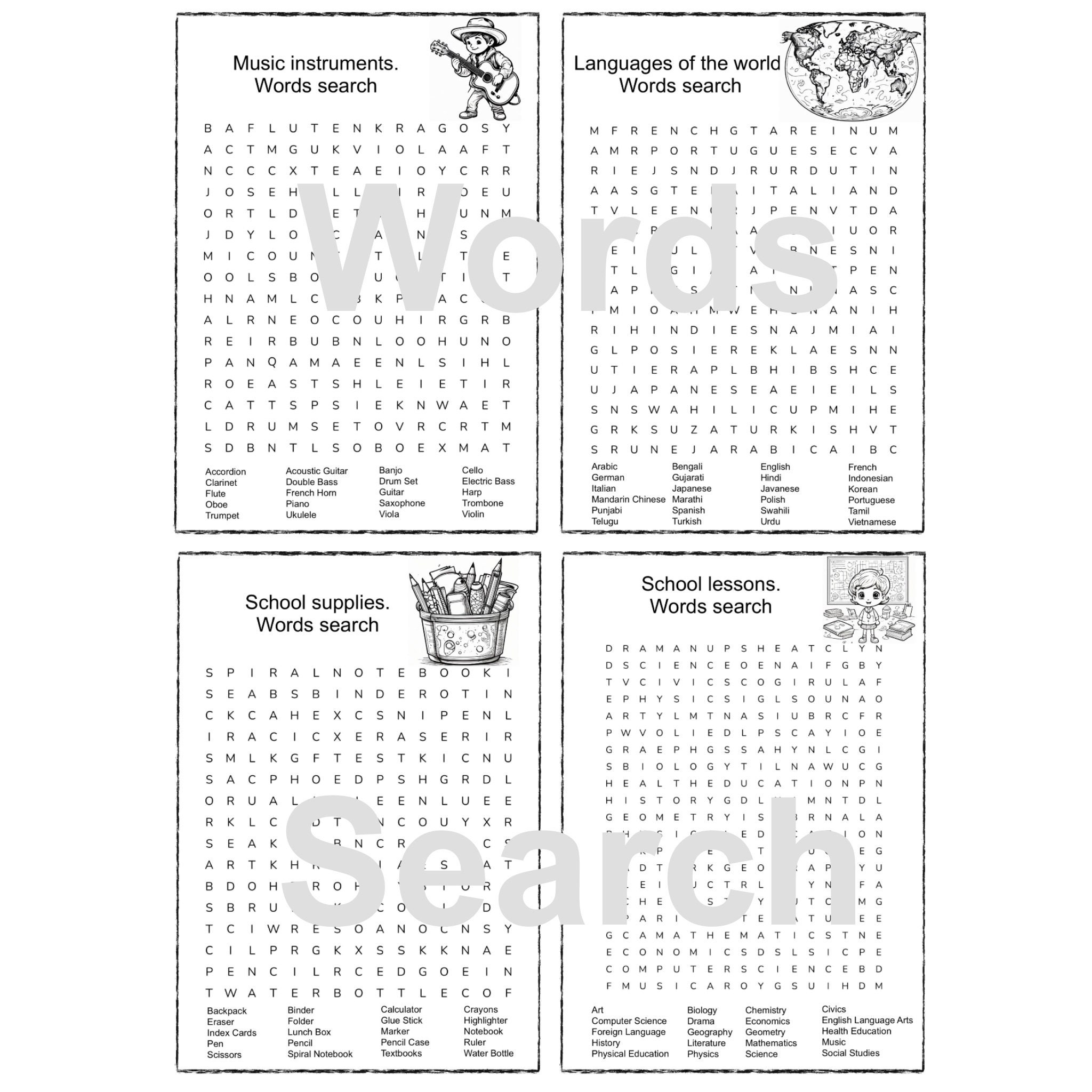 Word Finding Activity.pdf Printable Kids' Word Search, Activity Busy Book (PDF) - Etsy