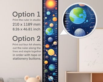 Printable Growth Chart Poster, Space Theme, Kids Room Decor (Digital Download)