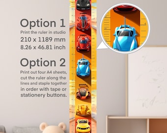 Cars Growth Chart Poster, Kids Wall Decor (Digital Download)