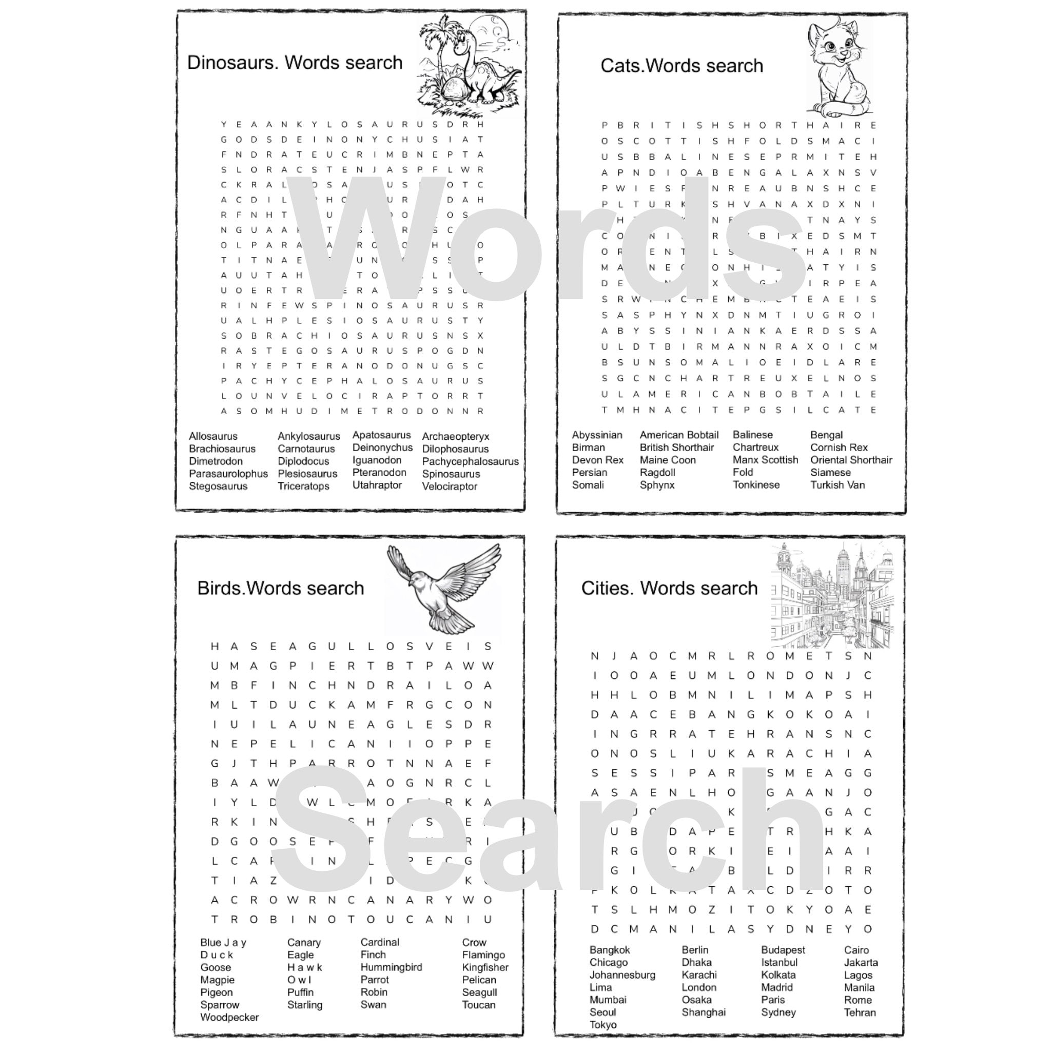 Word Finding Activity.pdf Printable Kids' Word Search, Activity Busy Book (PDF) - Etsy