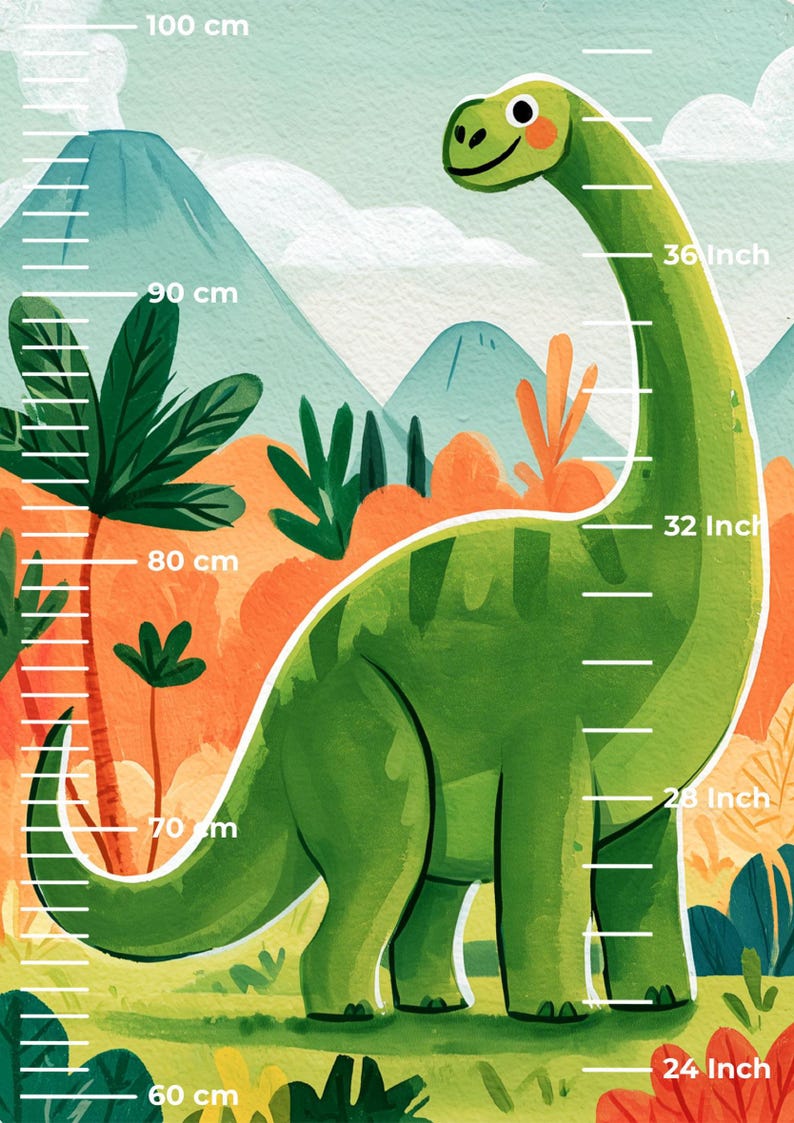 Dinosaur Rider Height Chart for Kids, Dinosaur Growth Chart Ruler ...