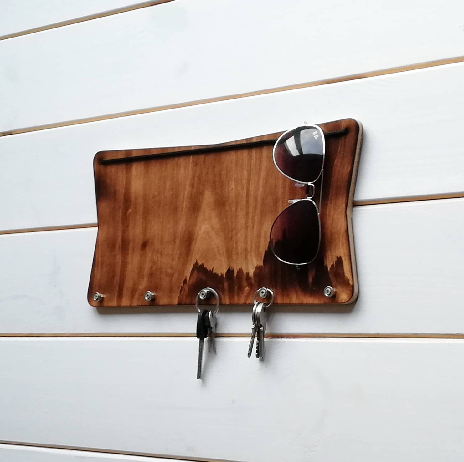 Wooden Key Holder for Wall Sunglasses Holder Etsy