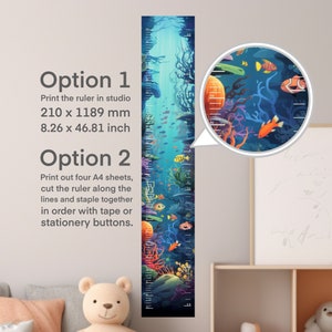 Printable family height chart for kids, wall height growth measure chart gift, height tracker for kids