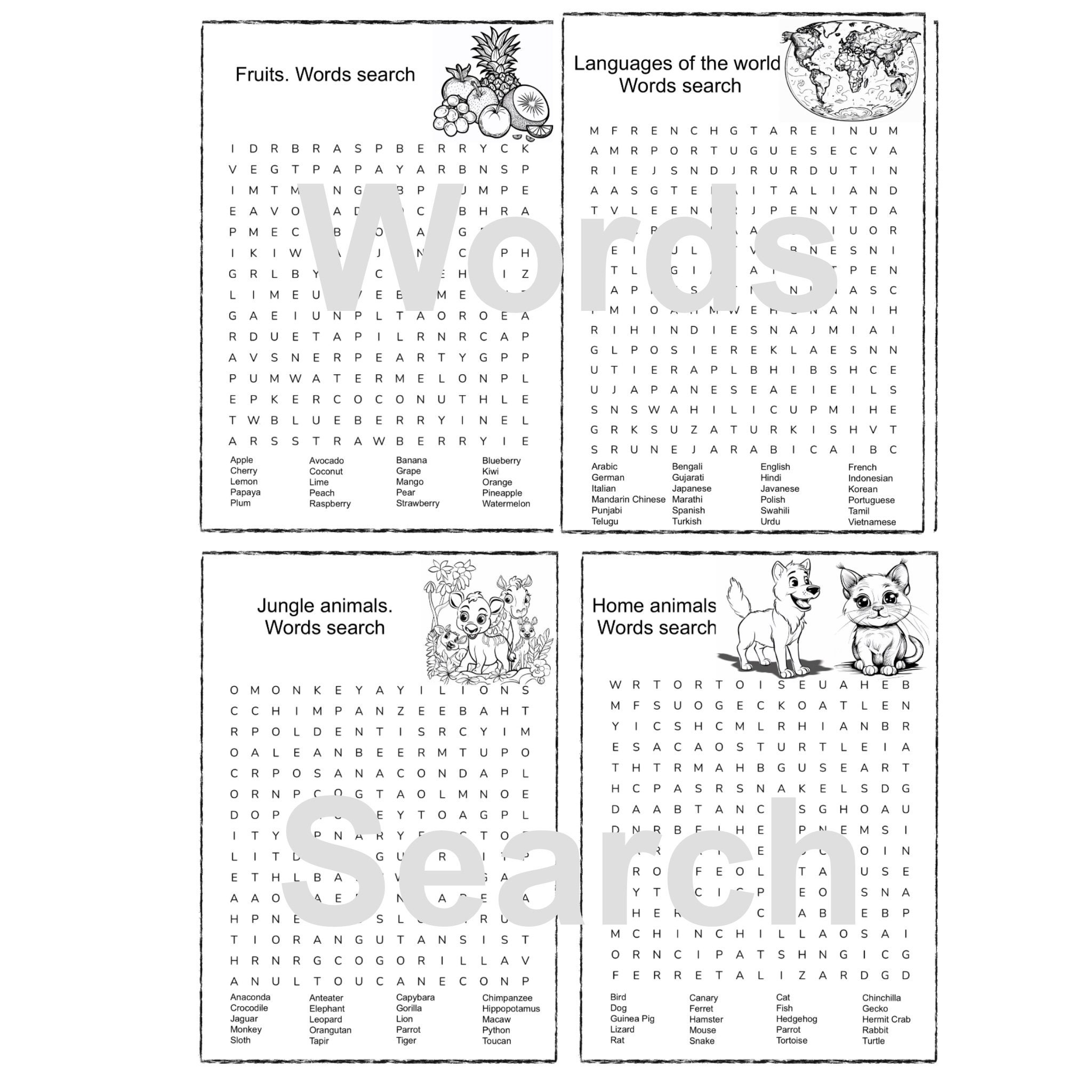 Word Finding Activity.pdf Printable Kids' Word Search, Activity Busy Book (PDF) - Etsy