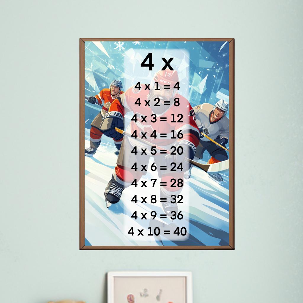 Activity Time Table Graphics Times Tables Hockey Poster A4 Printable 1 to 10, Math Learning Table ...