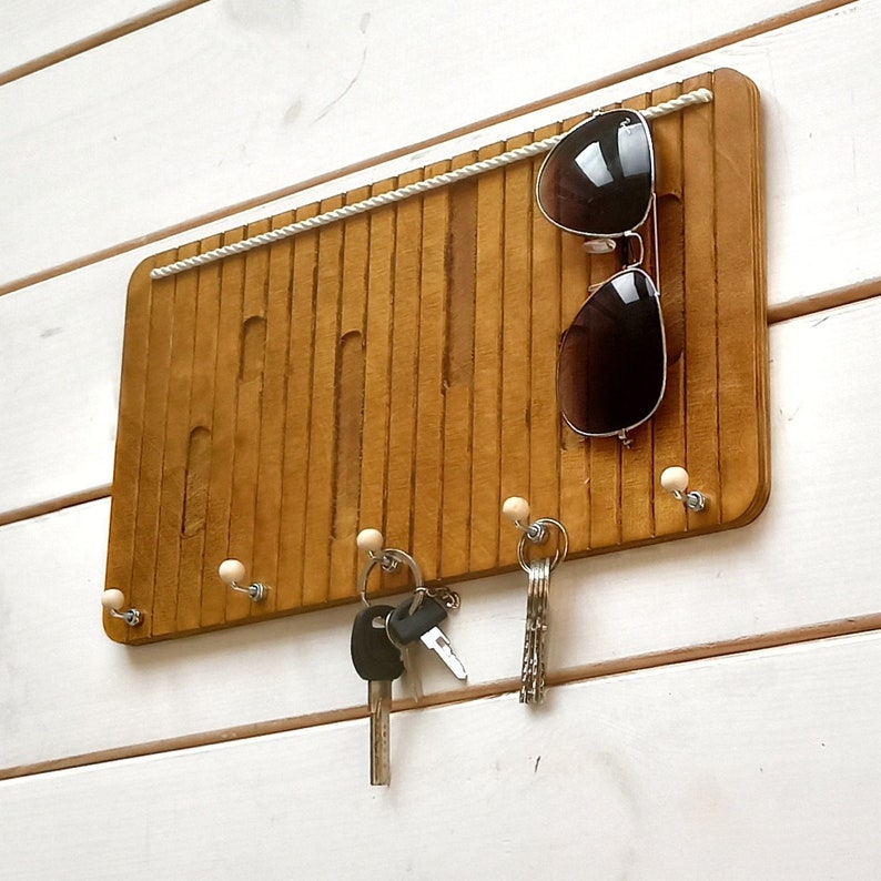 Wooden key hanger modern key rack hanging key rack key hook Etsy