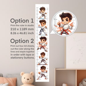 Printable height chart for kids poster for wall, wall height growth chart gift, height tracker for kids