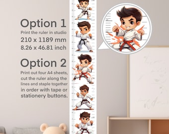 Kids Growth Chart Poster, Karate Boy Wall Decor (Digital Download)