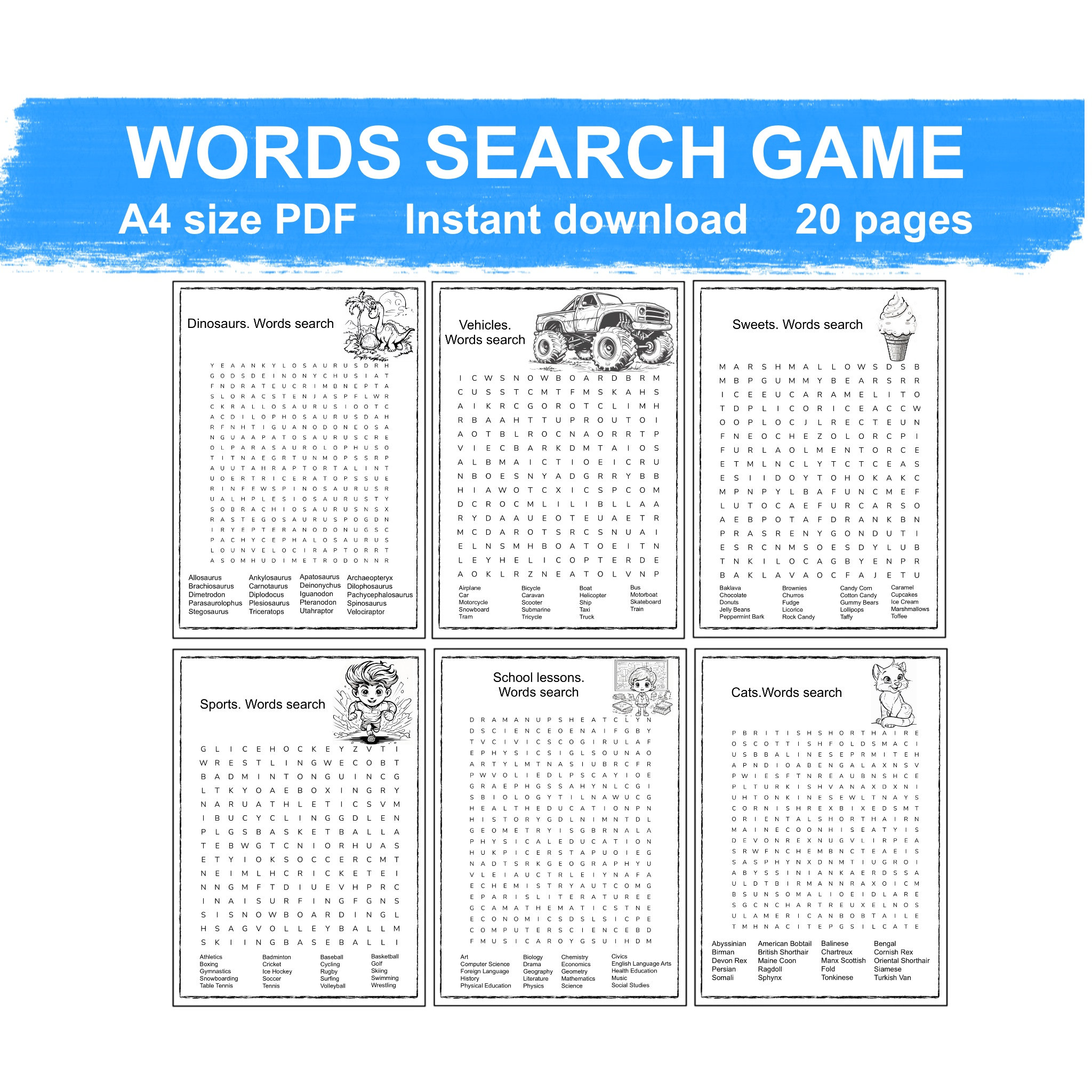 Word Finding Activity.pdf Printable Kids' Word Search, Activity Busy Book (PDF) - Etsy