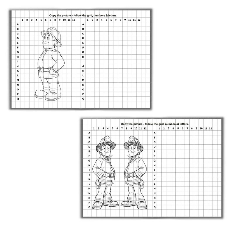 Firefighter Coordinate Grid Drawing, Art & Math Activity (digital ...