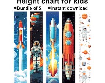 Rocket Space Height Chart, Kids Room Decor (Digital Download)