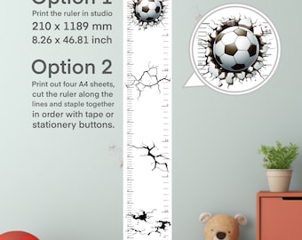 Printable Soccer Growth Chart, Kids Room Wall Decor (Digital Download)