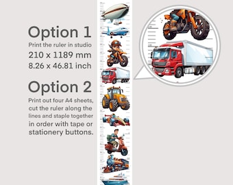 Transport Wachstumstabelle Poster, Kinderzimmer Dekor (Digitaler Download)