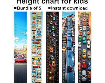 Cars Height Chart for Kids Room Decor (PDF Printable)