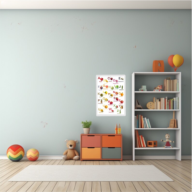 Printable Fruit Alphabet Poster for Wall A4, A5 Size. Kids Abc Learning ...