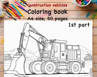 Colouring book, Construction vehicle, Building vehicles, Kids coloring pages, Coloring sheets kids, Coloring pages, Toddler busy book activi