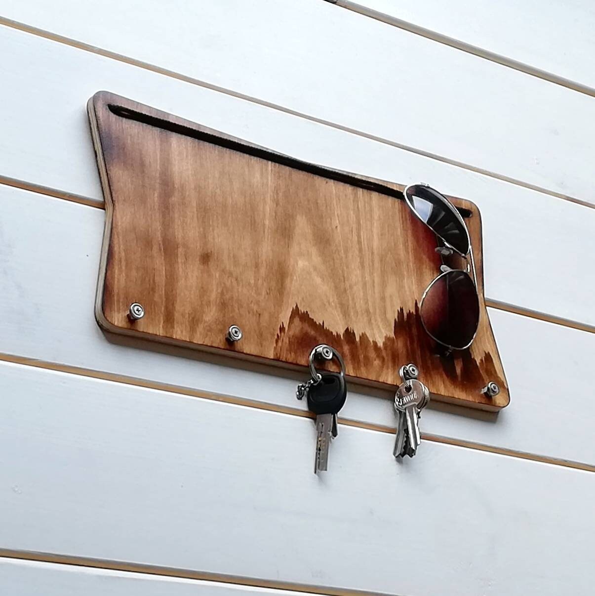 Wooden Key Holder for Wall Sunglasses Holder Etsy