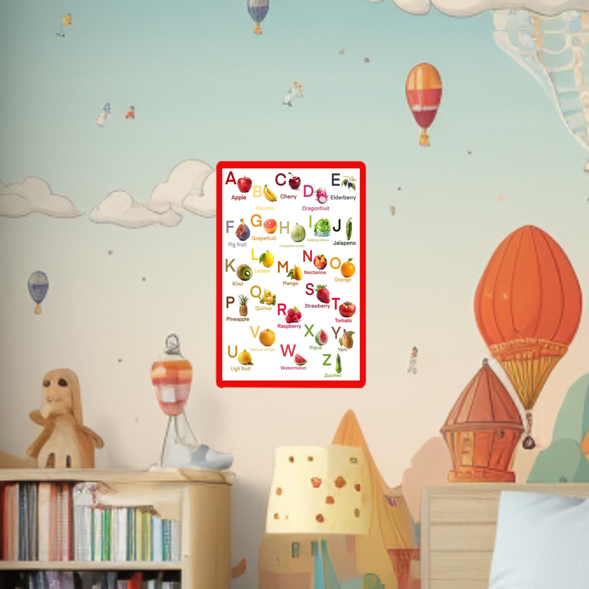 Fruit Alphabet Poster, ABC Learning Print (PDF & JPEG) - Etsy
