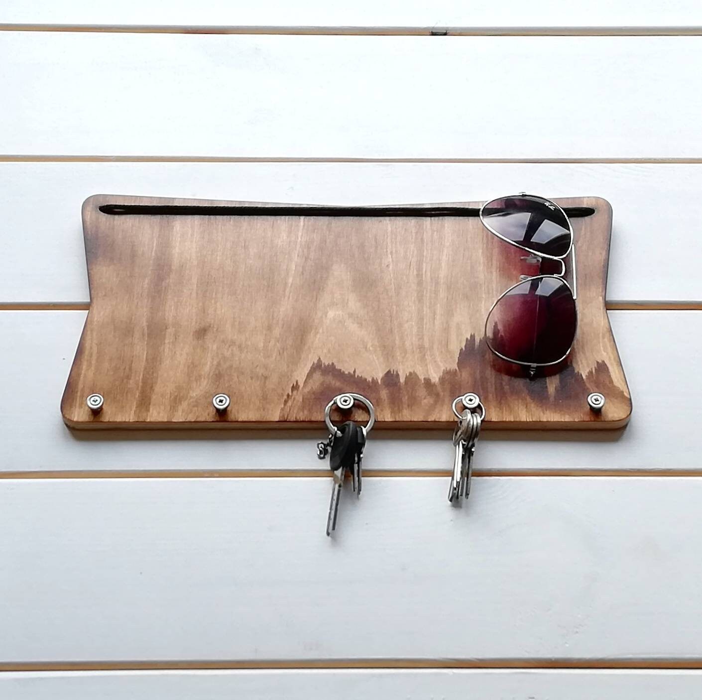 Wooden Key Holder for Wall Sunglasses Holder Etsy