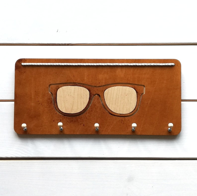 Wooden Key Holder Sunglasses Display With Laser Map Engraving Etsy