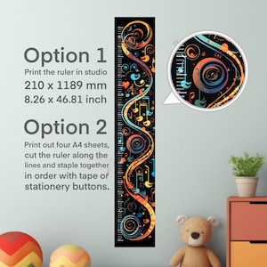 Printable family baby growth chart poster for wall, kids height chart, decor for the wall.
