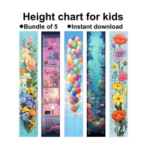 Printable Baby girl height chart, Child height chart, Wall height chart, Custom height chart, family growth chart for girls room decor print