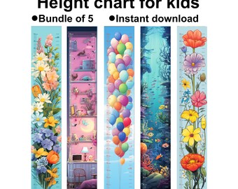 Messlatte für Frauen und Männer zum Ausdrucken: Blumen, Ballon, Ozean Designs (PDF)