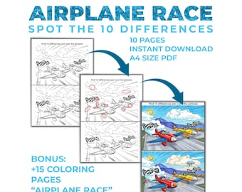 Flygplansrace Hitta skillnaderna Målarbilder (PDF-nedladdning)