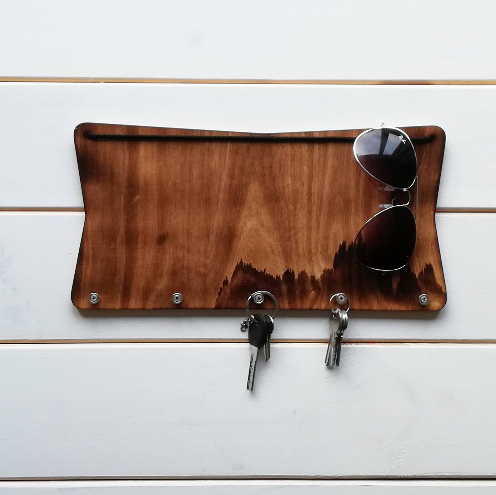 Wooden Key Holder for Wall Sunglasses Holder Etsy