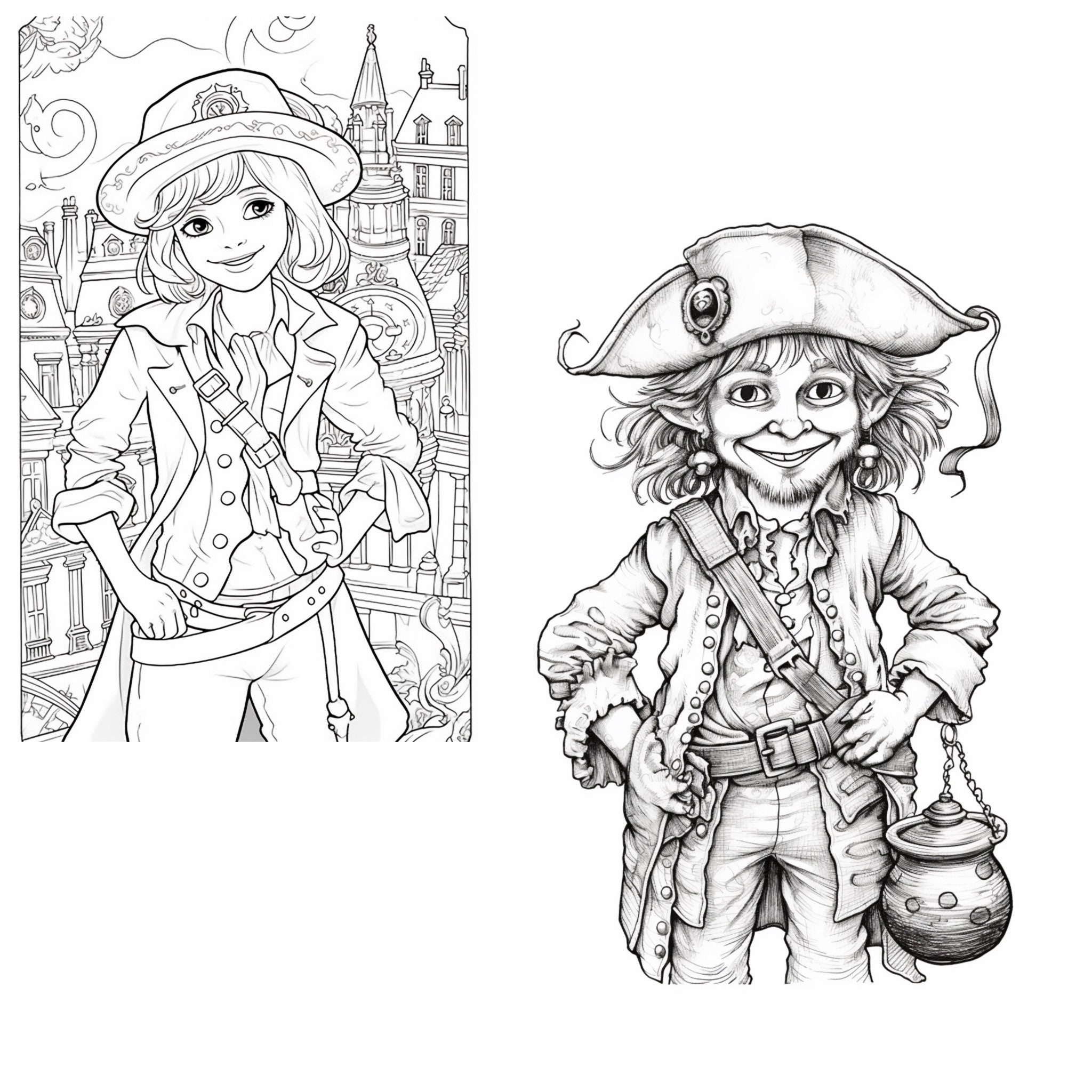 Pirate Boy and Girl Dry Erase Coloring Set ITH