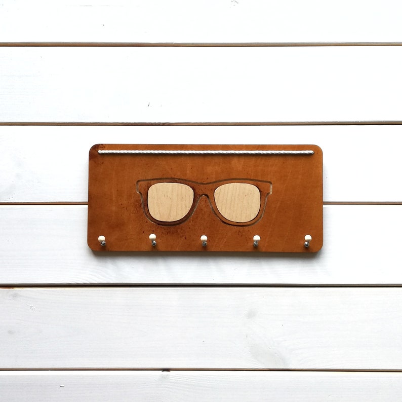 Wooden Key Holder Sunglasses Display With Laser Map Engraving Etsy