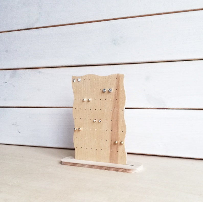 Stud earring holder display rack wooden jewelry storage organizer