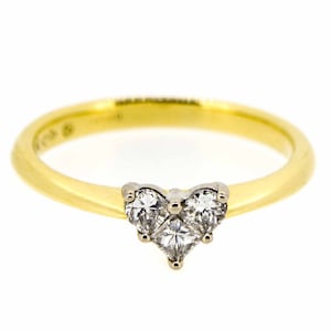 18ct Three Stone Diamond Heart Shape Engagement Ring 18ct Diamond Engagement Ring Fancy Heart Shape 18ct Diamond Ring image 1