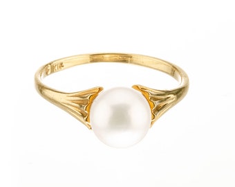 Mikimoto Pearl 14K Ring,14 Karat Mikimoto PearlRing,Mikimoto Vintage Ring,14ct Vintage Mikimoto Ring