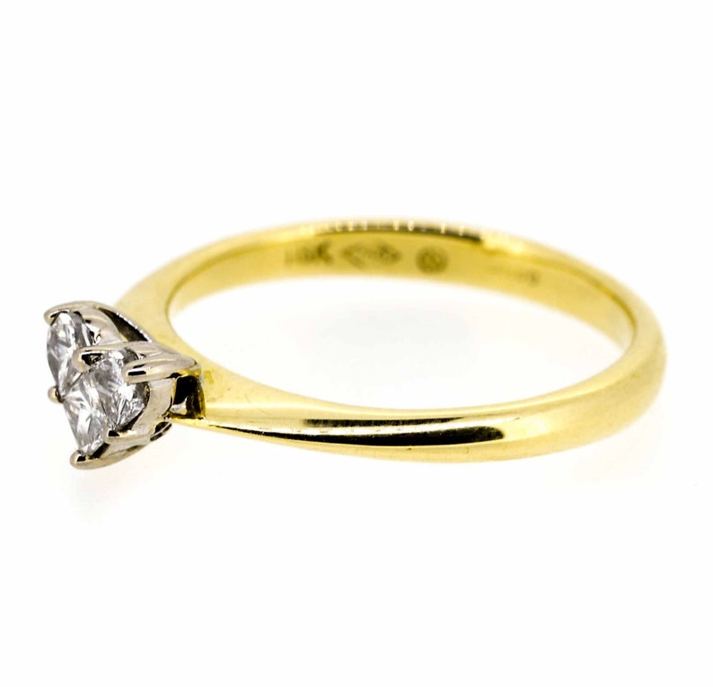 18ct Three Stone Diamond Heart Shape Engagement Ring 18ct Diamond Engagement Ring Fancy Heart Shape 18ct Diamond Ring image 2
