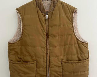 FREE US SHIPPING | Vintage Sherpa Lined Warm Vest w Metal Zipper