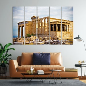Erechtheum Temple Ruins at Acropolis Wall Decor Athens Pictures Print on Canvas Ancient Buildings Wall Decoration Greece Wall Art
