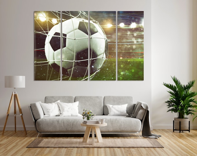 Voetbal foto print kunst, voetbal bal Home decor voor muur, voetbal grote kunst voor muur, spel met bal foto's kunst op canvas voor cadeau