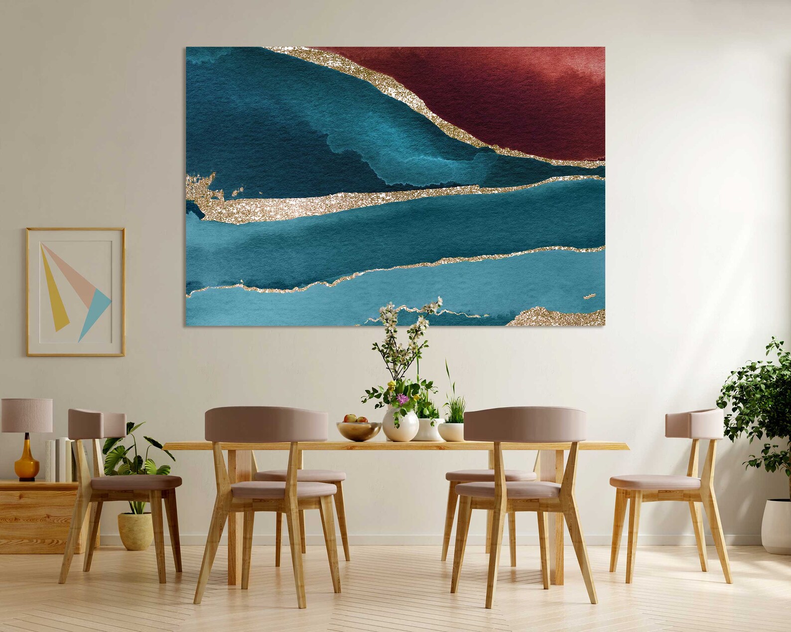 Teal and Brown Abstract Decor Gold Teal Print Art Luxury - Etsy