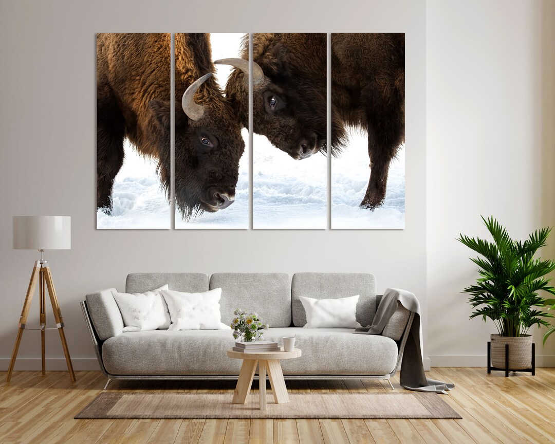 Bisons Picture for Wall Original Decor for Home With Bulls - Etsy