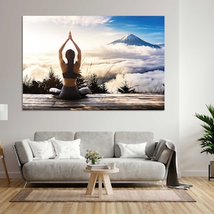 Yoga Art Print Decor for Home Yoga Pictures Wall Art Meditation Art Painting on Canvas Motivational Artwork Yoga on the Nature Art Gift