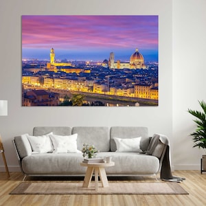 Night Colorful Florence on Canvas, Florence Print Art for Wall, Italian Wall Art, Italy Painting for Home Decor, Tuscany Picture Print