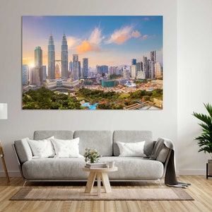 Kuala Lumpur Skyline at Sunset Large Print Art on Canvas, Kuala Lumpur Pictures Art Wall, Kuala Lumpur Design Art Decor, Malaysia Photo Art