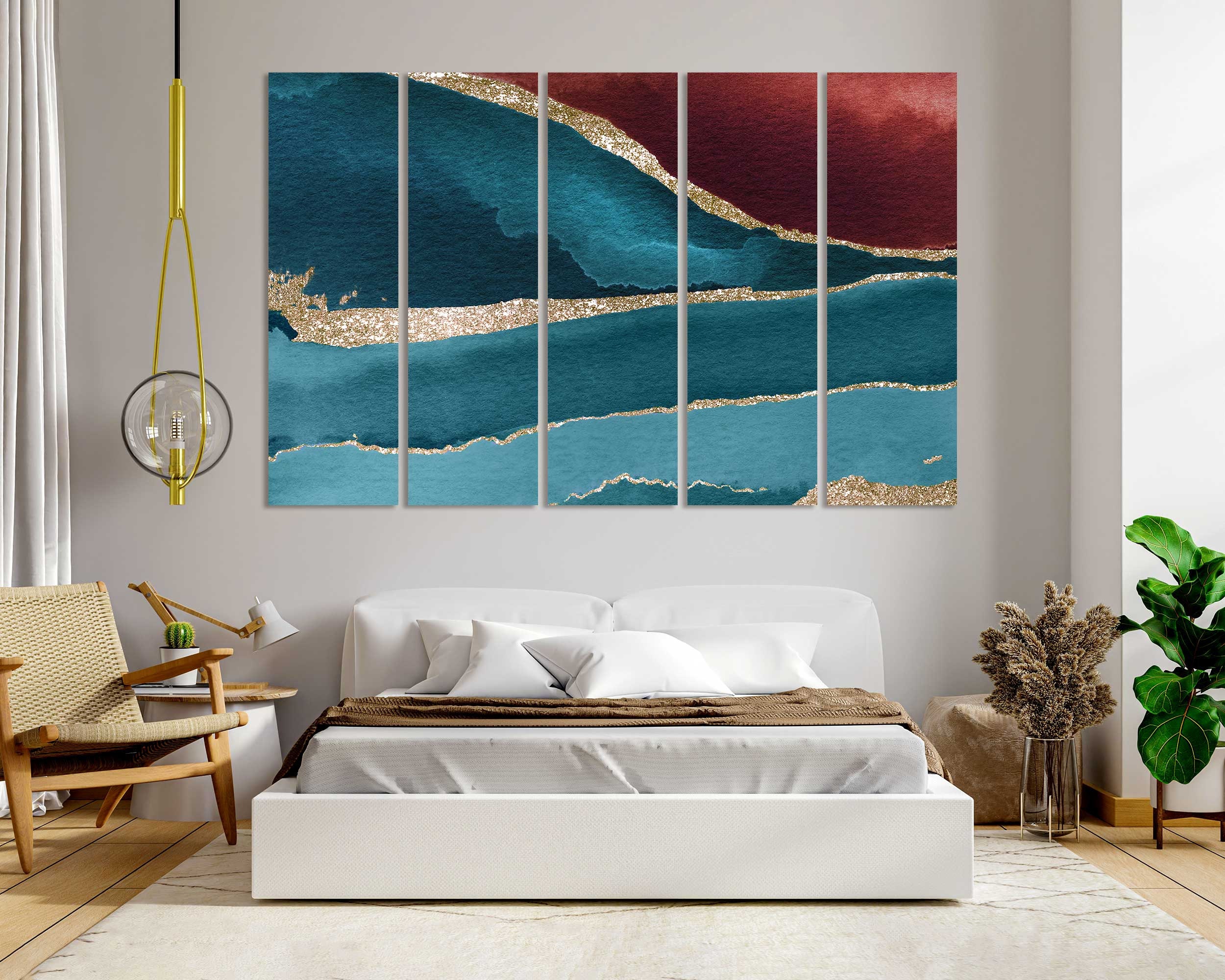 Teal and Brown Abstract Decor Gold Teal Print Art Luxury - Etsy